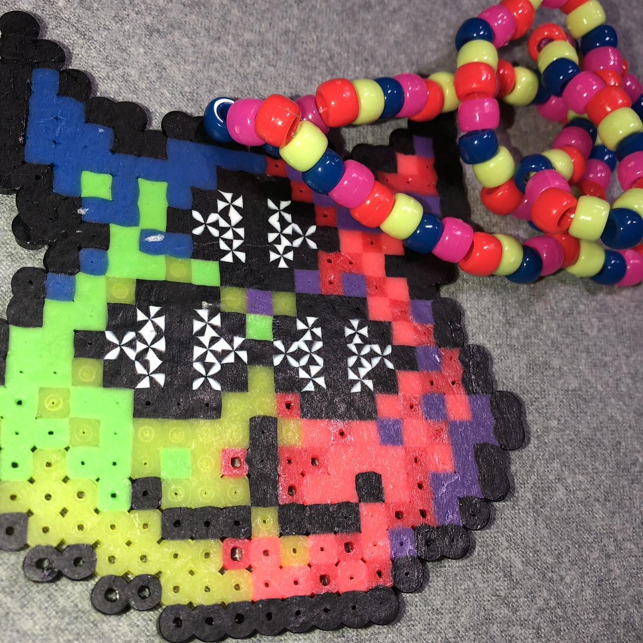 Trippy kitty perler bead kandi necklace Depop