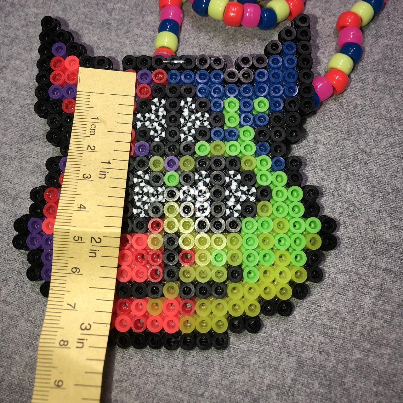 Trippy kitty perler bead kandi necklace