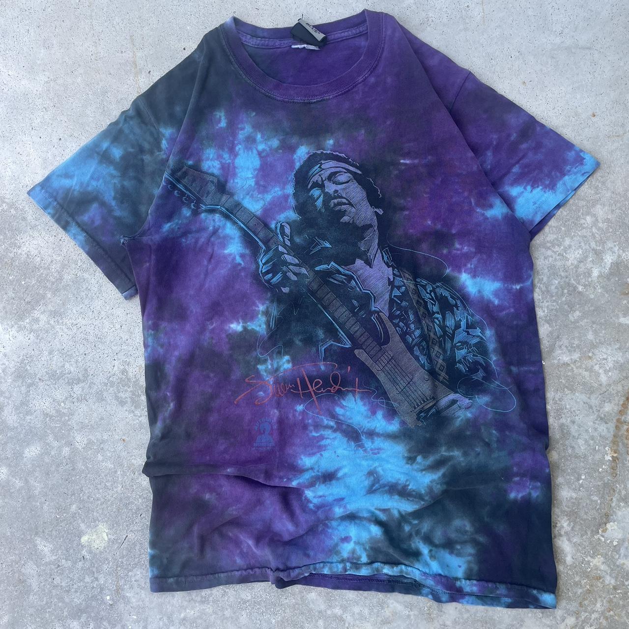 Vintage Y2K liquid blue tie dye good Jimi Hendrix tshirt