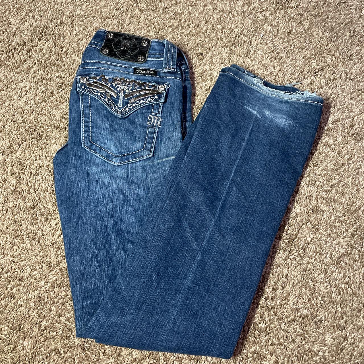 Y2K Miss me Jeans - low waisted/ flared SZ 27 -... - Depop