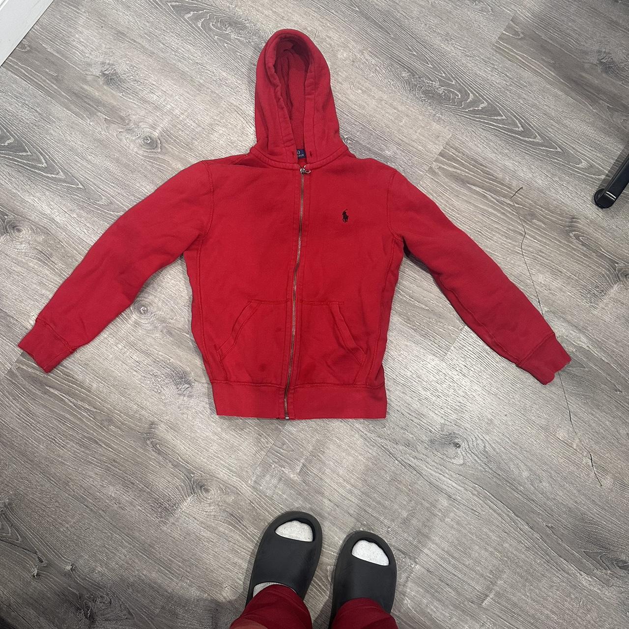 Red Polo Zipup sizing last picture - Depop