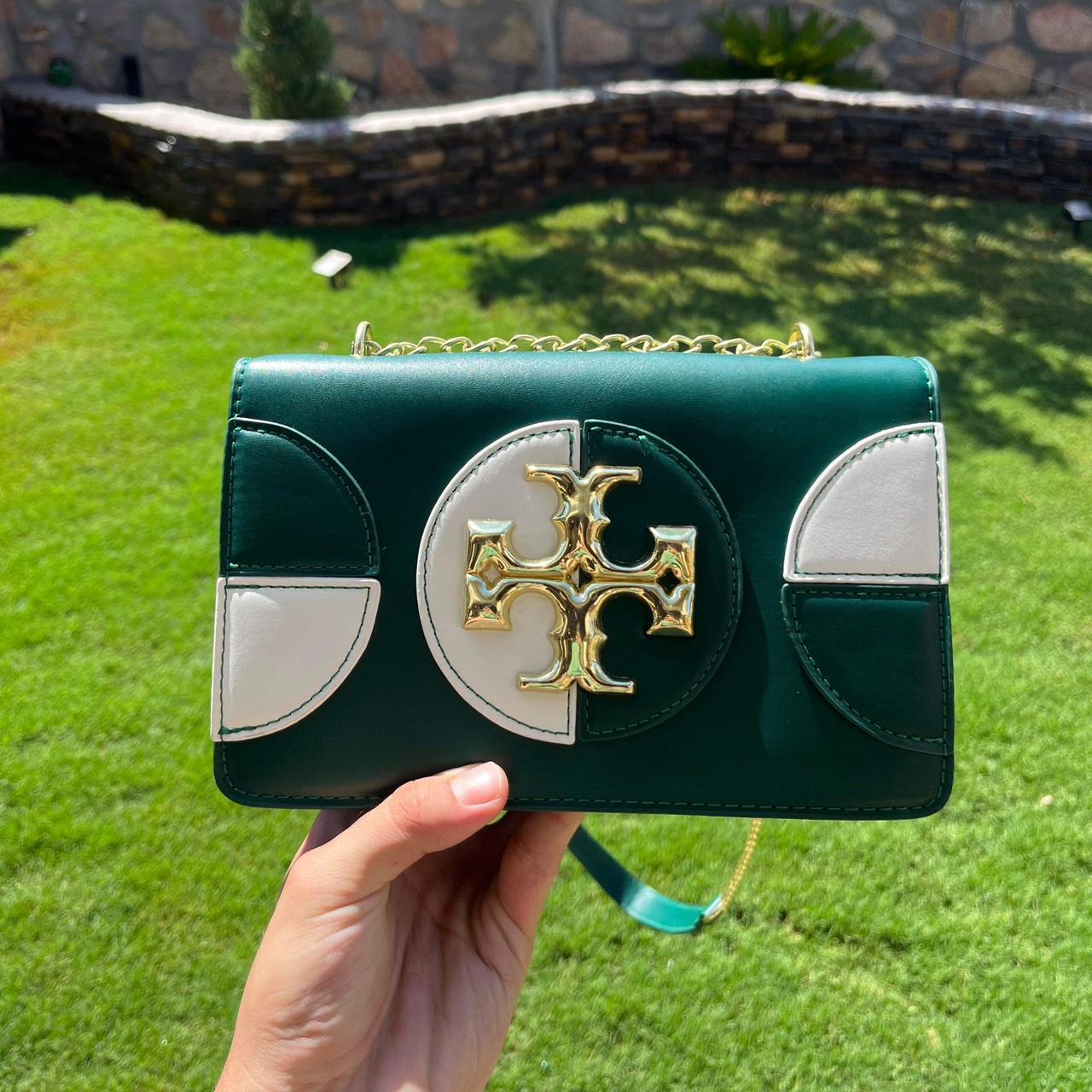 Tory Burch Green and White Bag SHIPS SAME... Depop