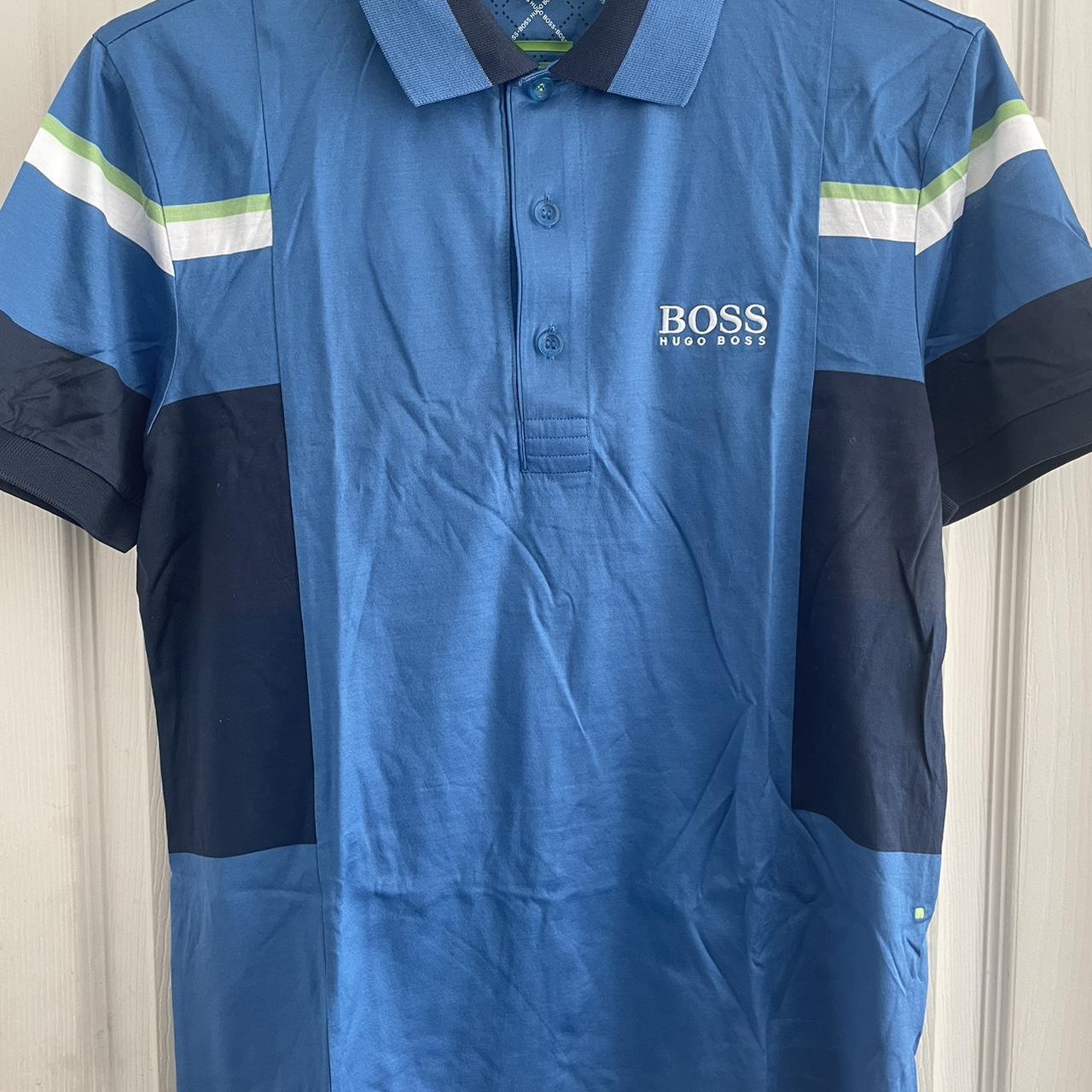 Hugo boss polo shirt blue like new #hugoboss #polo... - Depop