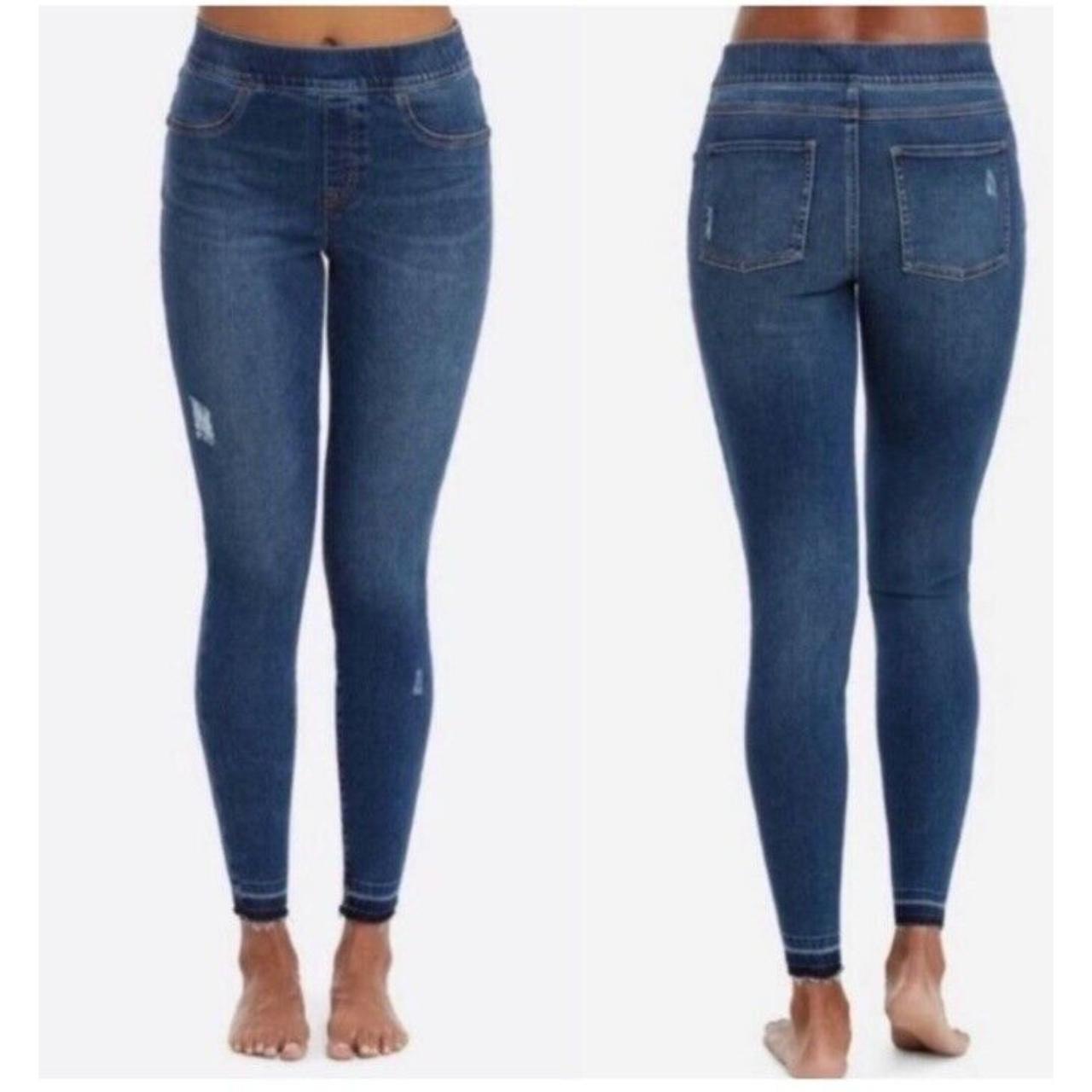 Spanx Jeans Womens Size Medium Distressed Skinny Medium Wash Pull On 