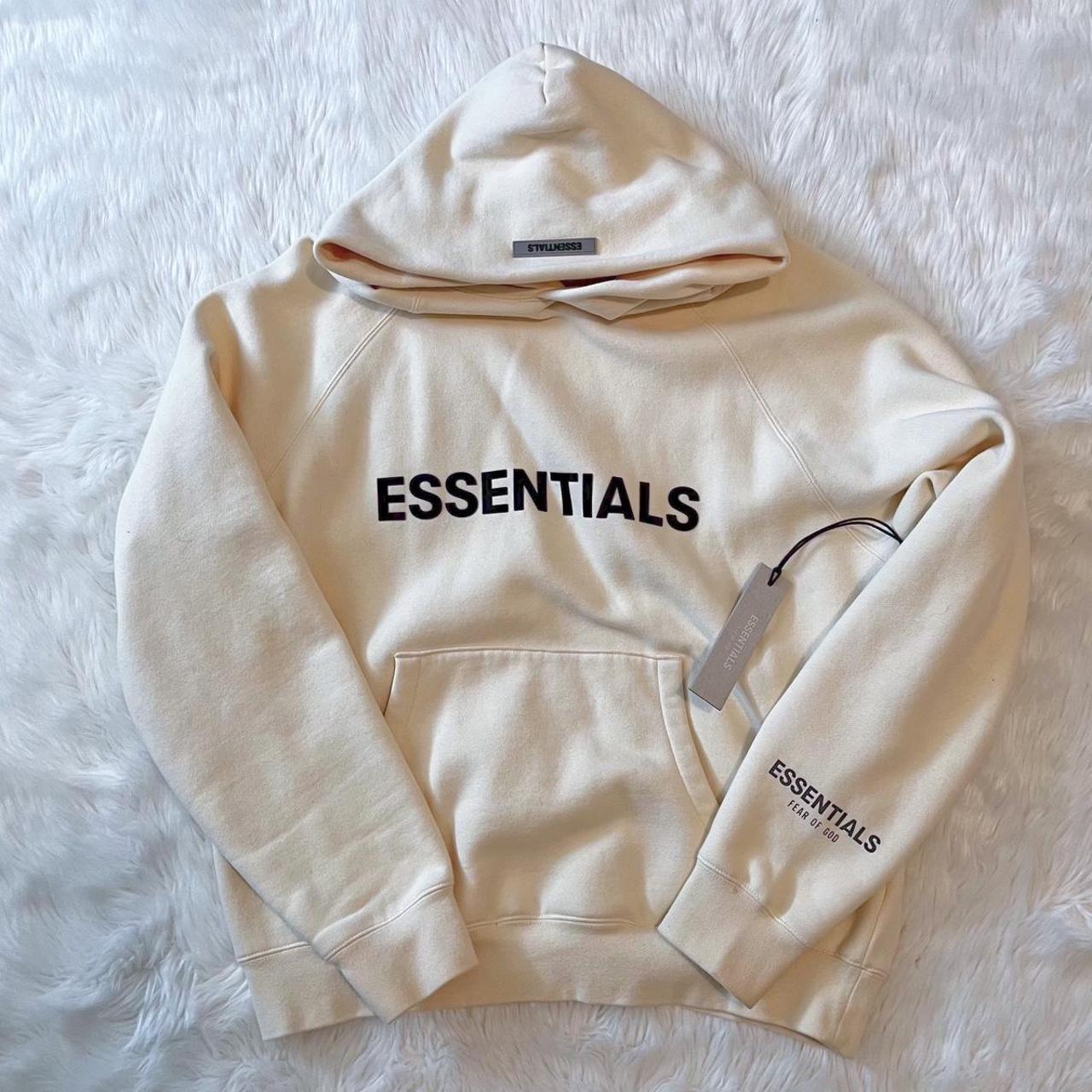 Fear of God Essentials Hoodie in Buttercream Size... - Depop