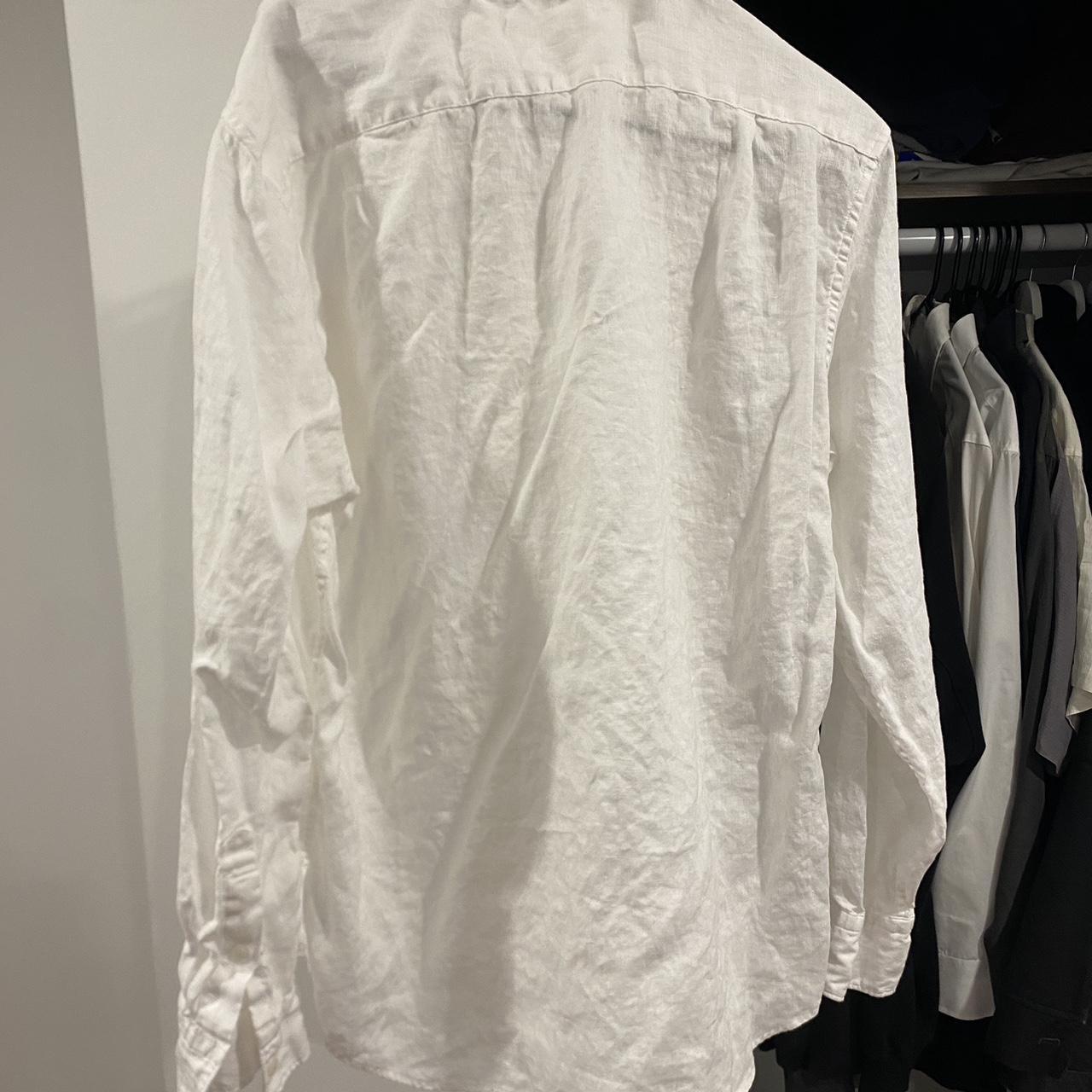 Uniqlo White Linen Shirt Size: L Only worn once Open... - Depop