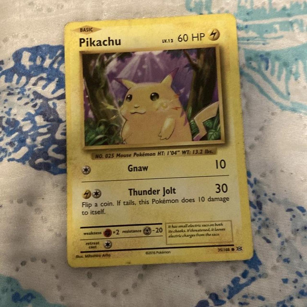 Pikachu Basic Pokemon card 35/108 LV 12 60HP - Excellent Condition