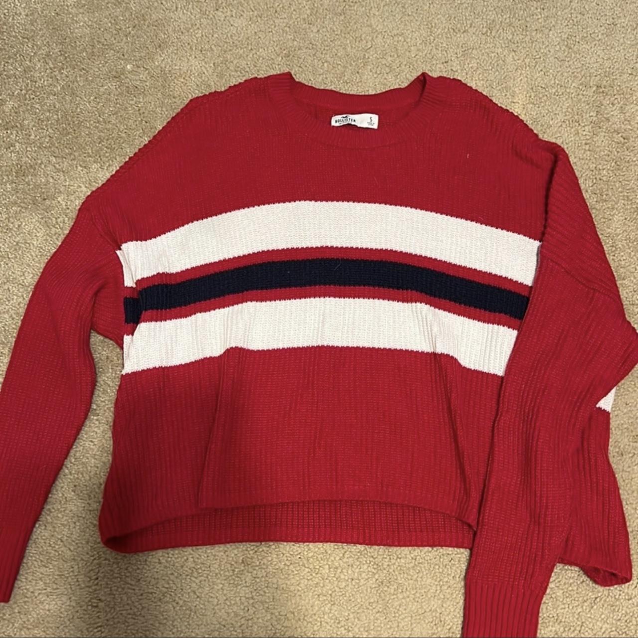 Hollister red and white striped sweater sale