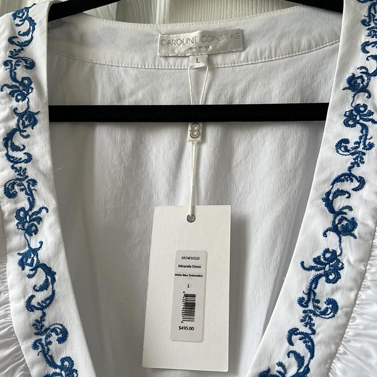 Caroline Constas White Miranda Embroidered... - Depop