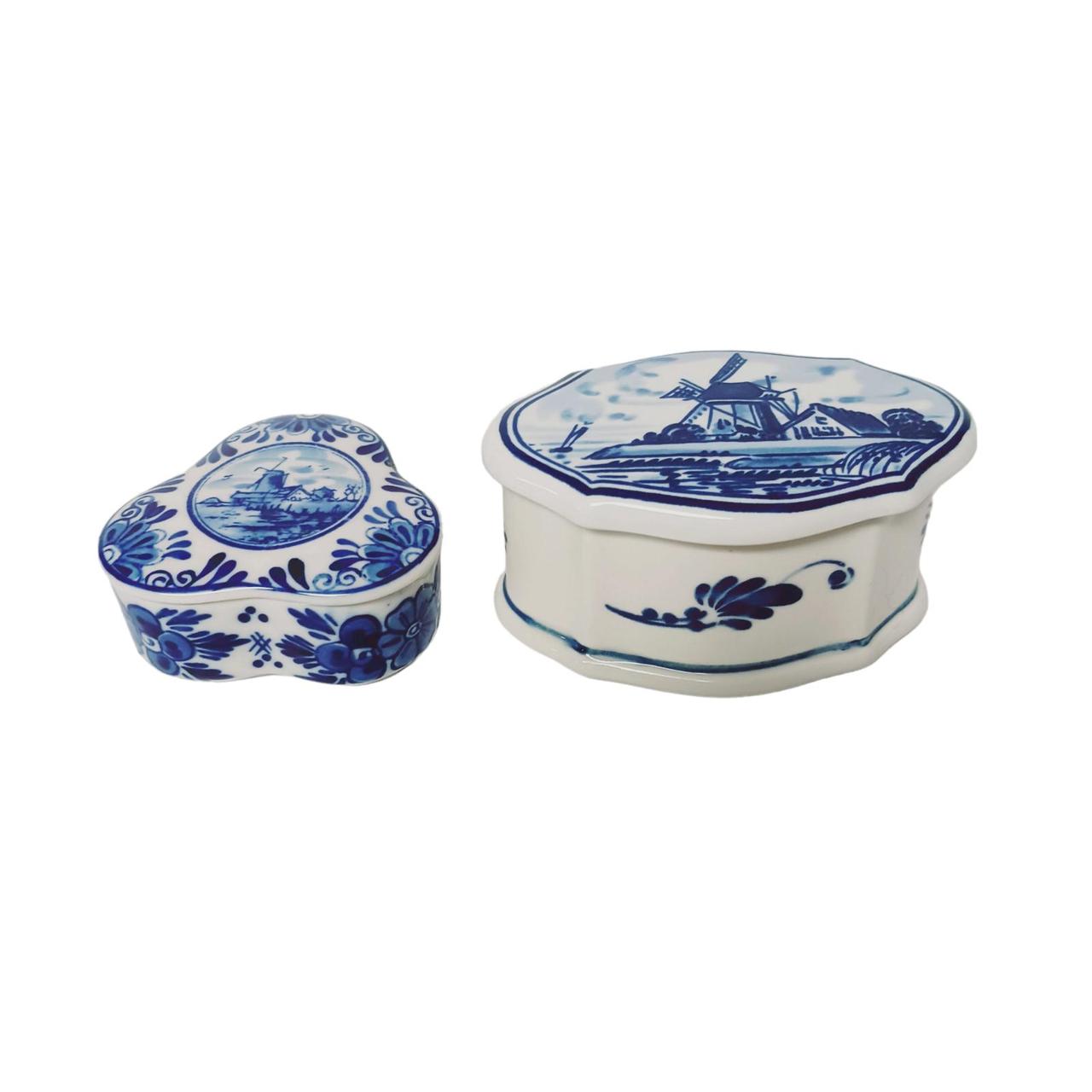 2 Delft Blue Hand Painted Dutch Windmill Floral Mini… - Depop