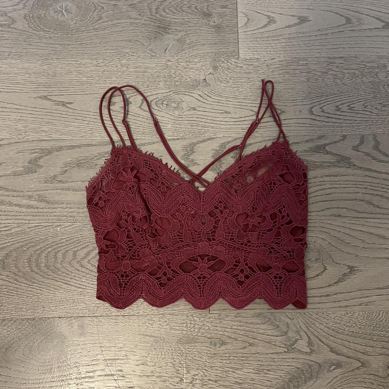 super cute dark red bralette type tank top - Depop