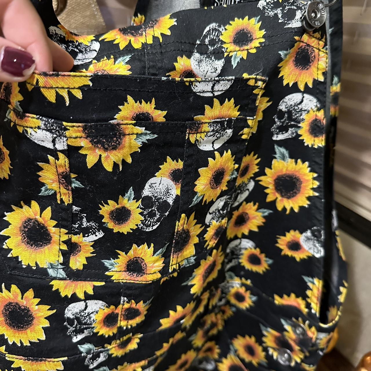 Skull 💀 and sunflower 🌻 overalls 🖤🖤🖤💛💛💛 Super cute!! - Depop