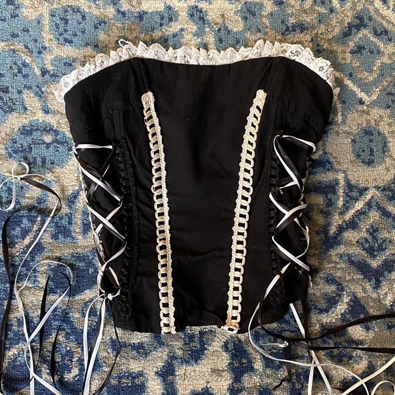 Insane Y K Maid Lace Up Corset Top Stretchy Black Depop