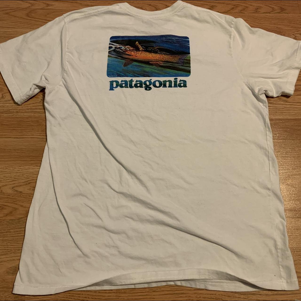 Patagonia Men's White T-shirt | Depop