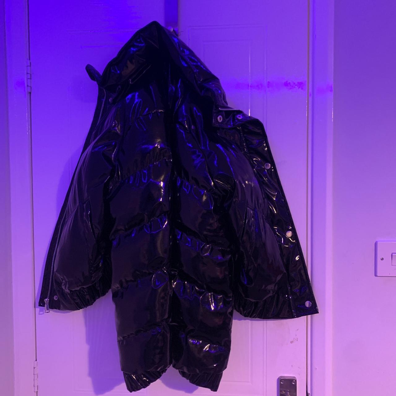 Black Vinyl bubble puffer jacket UK 6 Only worn once Depop