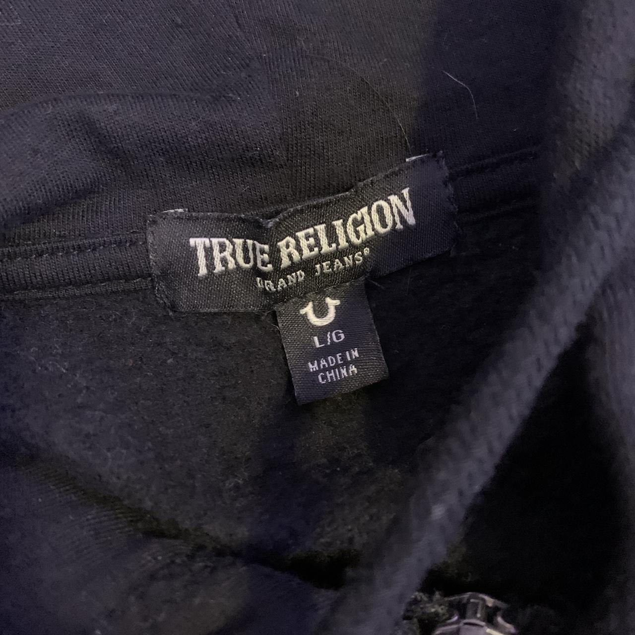 black true religion hoodie only wore once open for... Depop