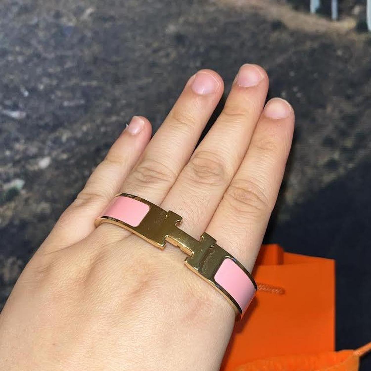 Hermes Women's Gold and Pink Jewellery Depop