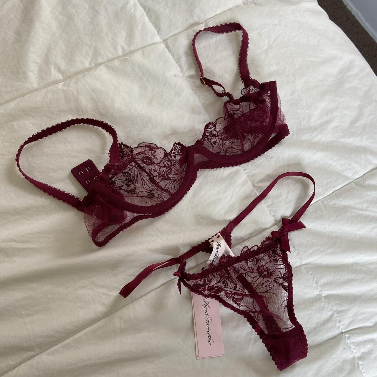 Gorgeous Agent Provocateur deep red lacy set, new... - Depop