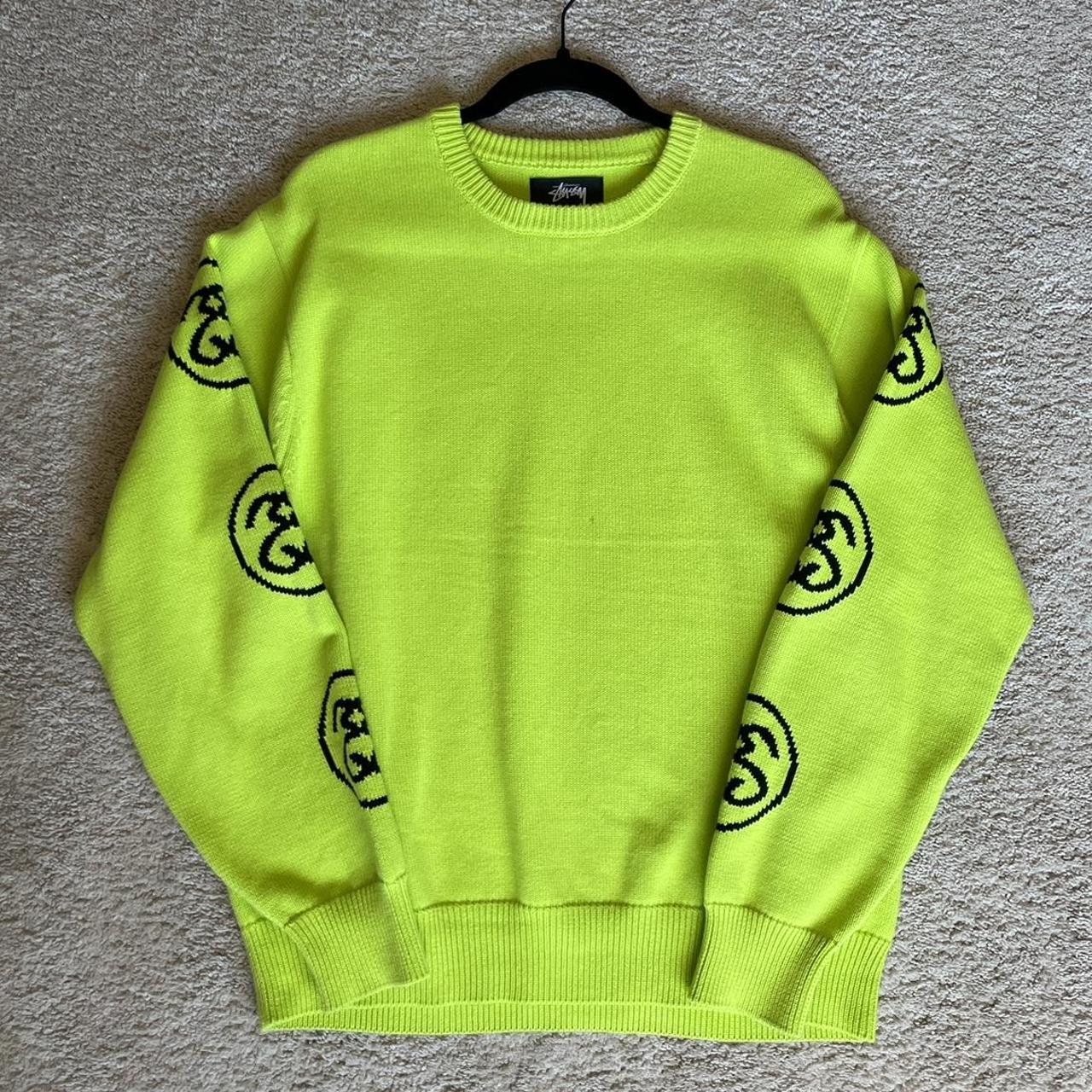 Stussy SS link sweater Color: lime green Size:... - Depop