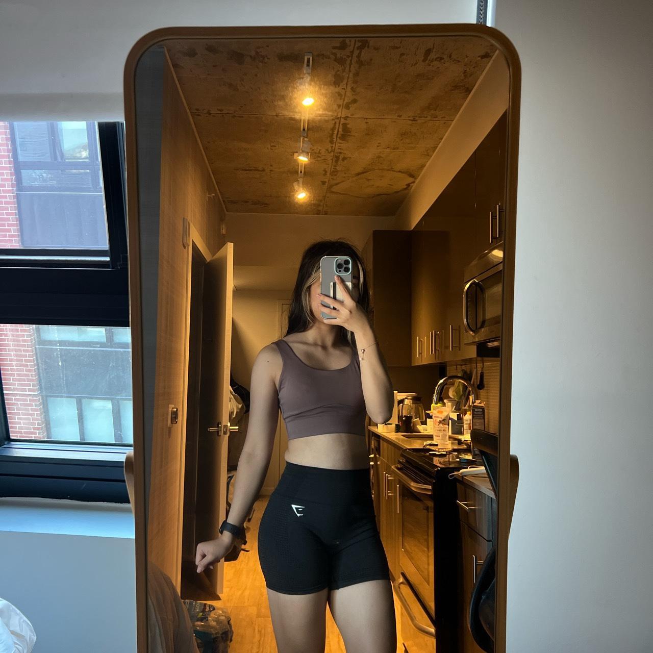 Gymshark longline sport bra Size S Color Truffle... Depop