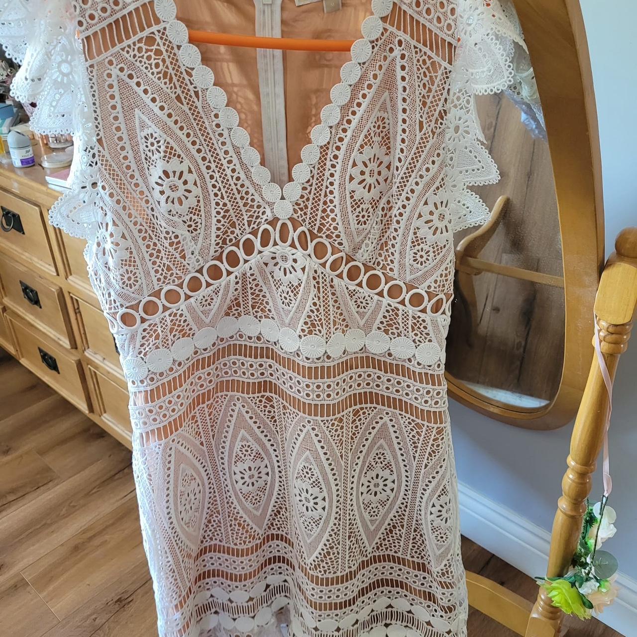Michael Kors nude dress with white lace Depop