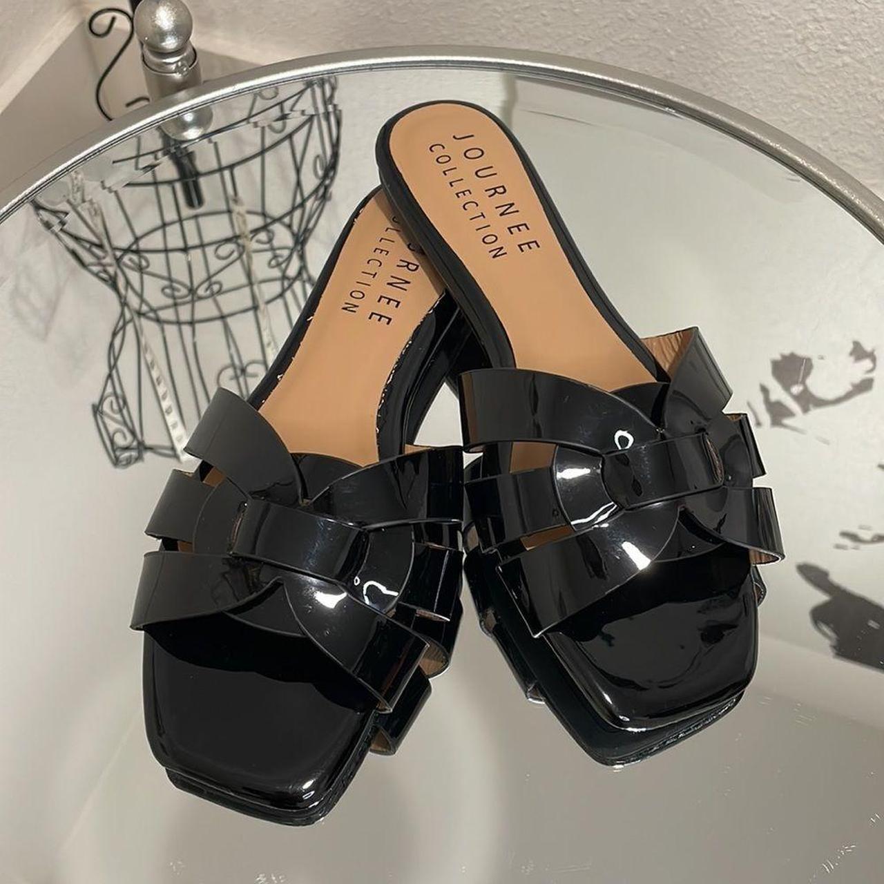 Journee Collection Women's Black Sandals | Depop