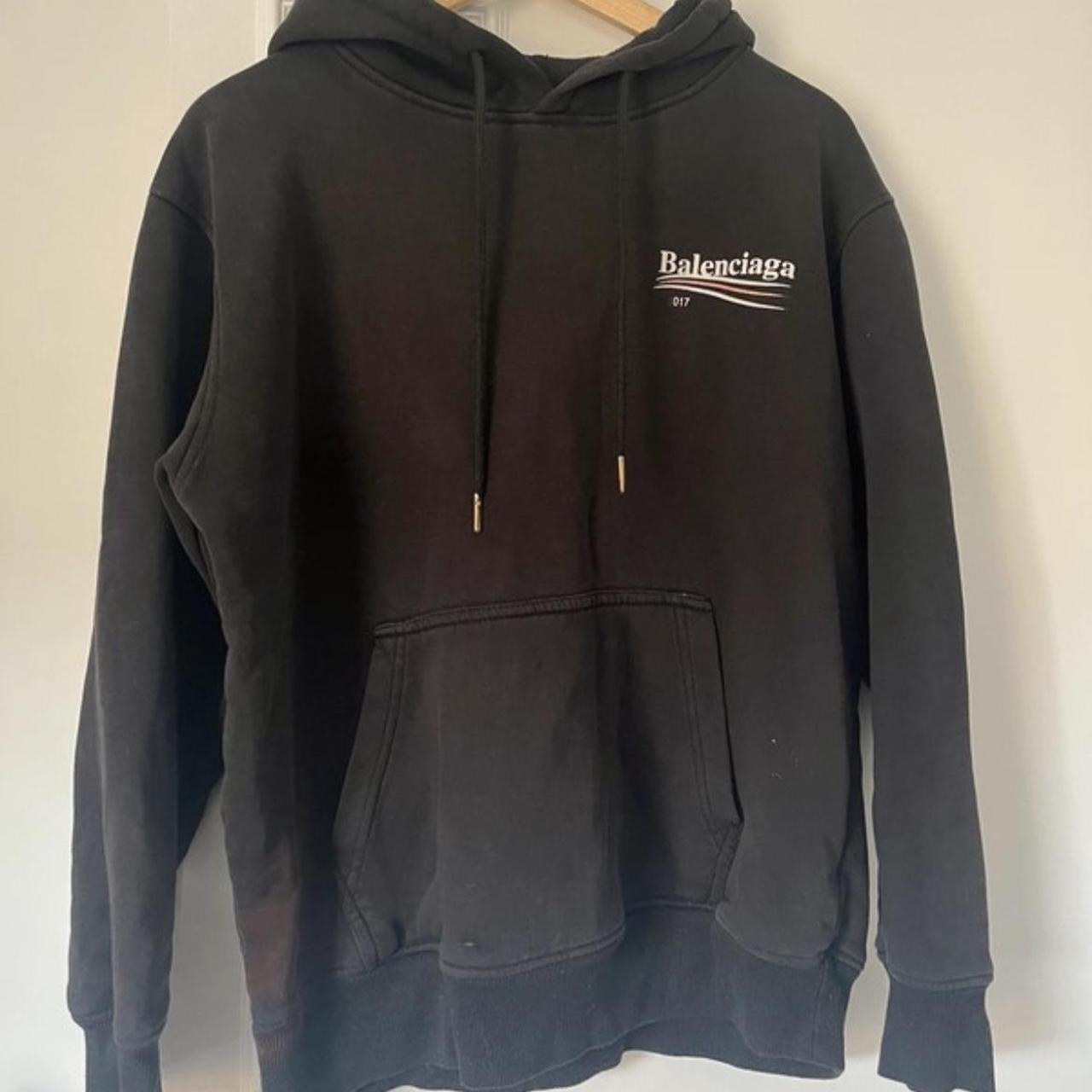 BALENCIAGA 2017 men’s black hoodie size medium used... - Depop