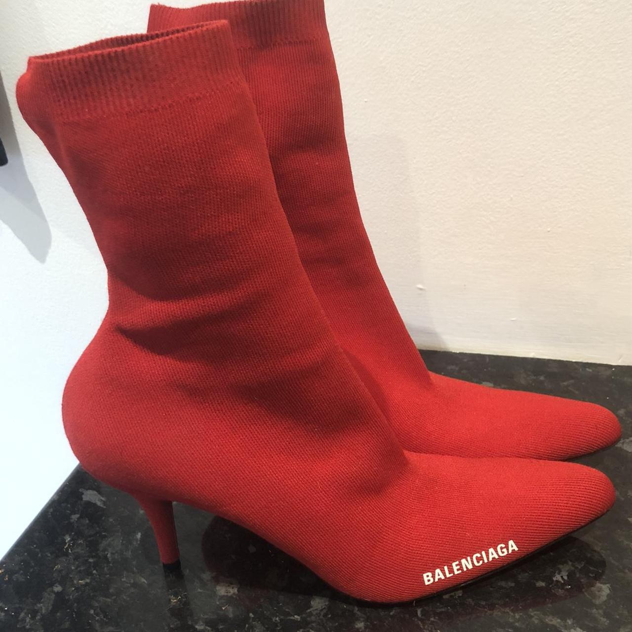 Balenciaga best sale boots red