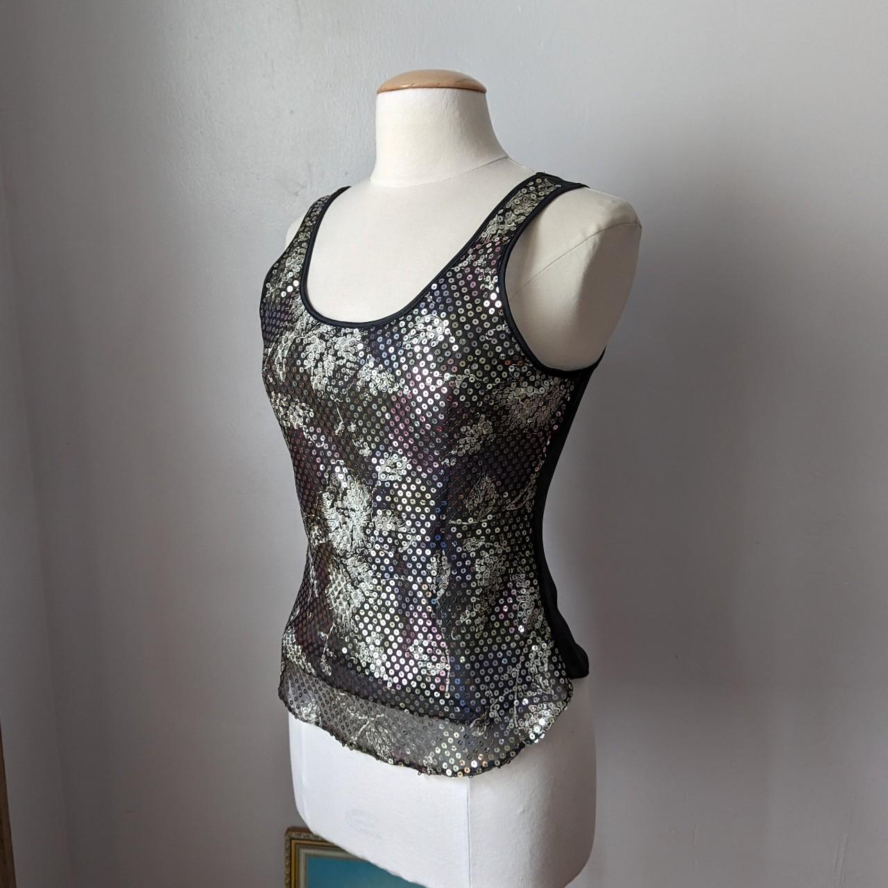 Women's Black and Silver Vest Depop