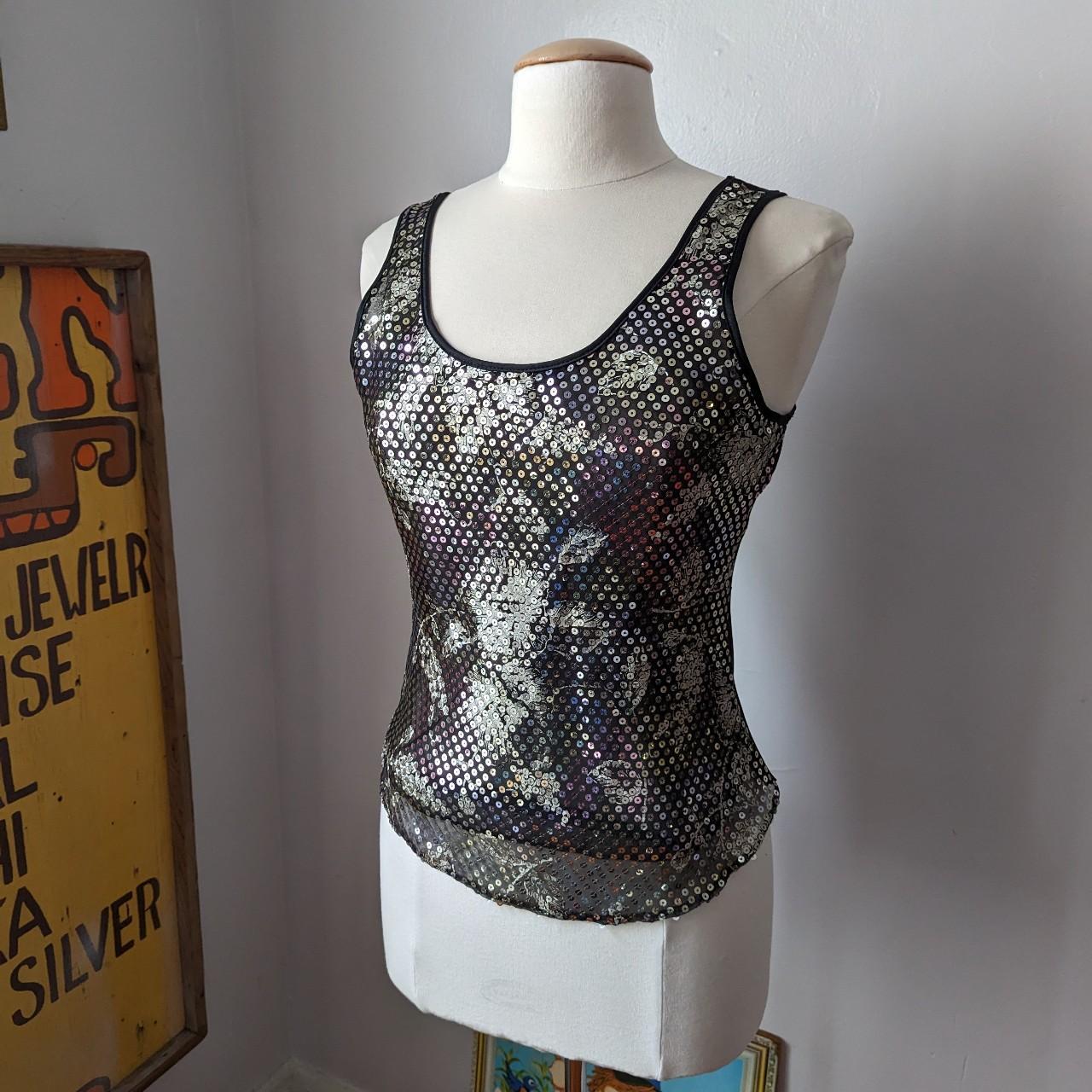 Women's Black and Silver Vest Depop