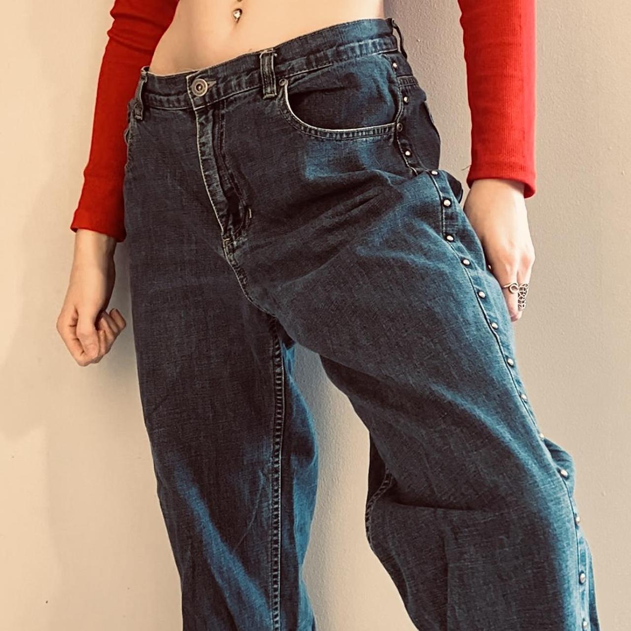 Vintage Y2k Grunge Bedazzled Jeans Size 10 Modeled Depop