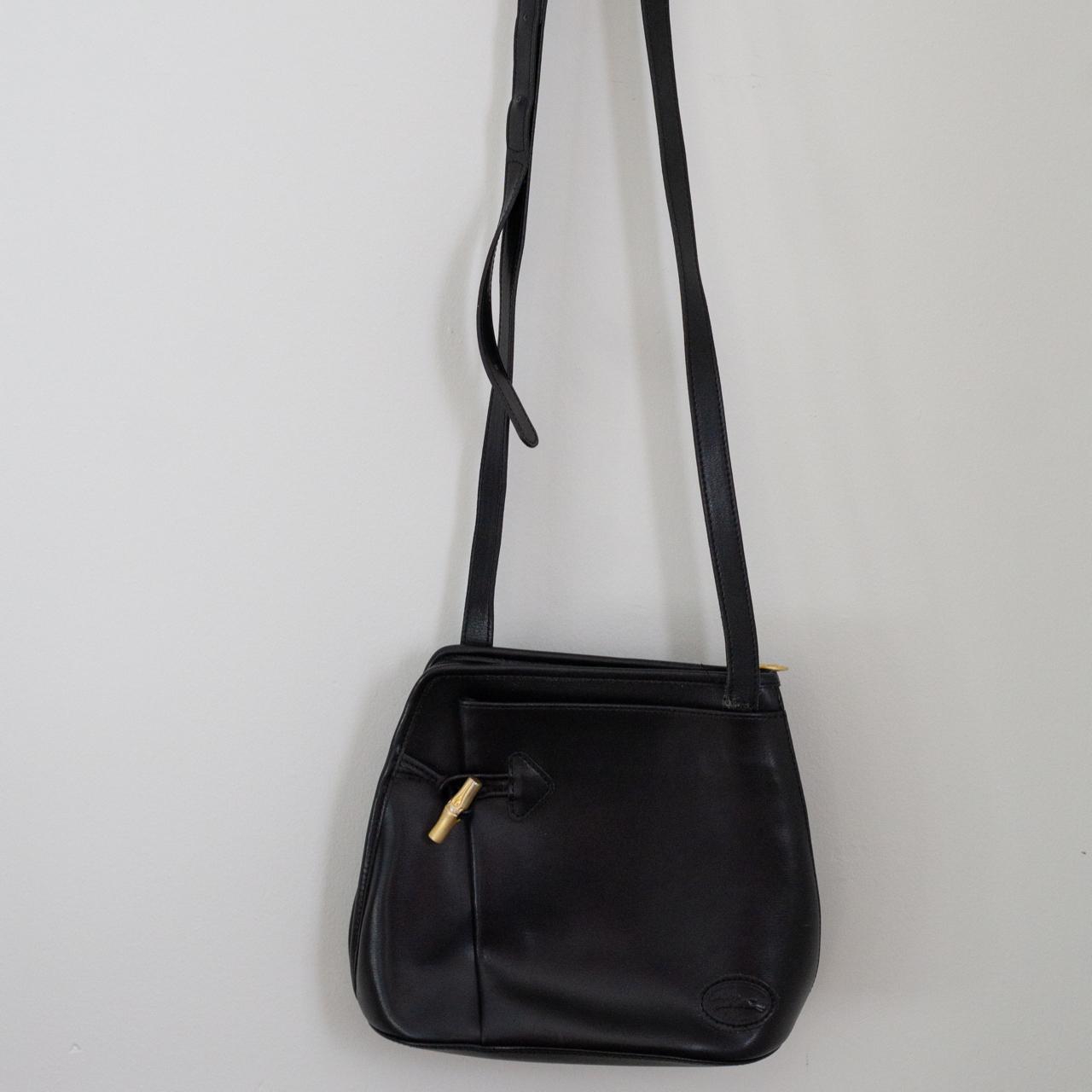 Longchamp Black Vintage Roseau Leather Bucket Bag