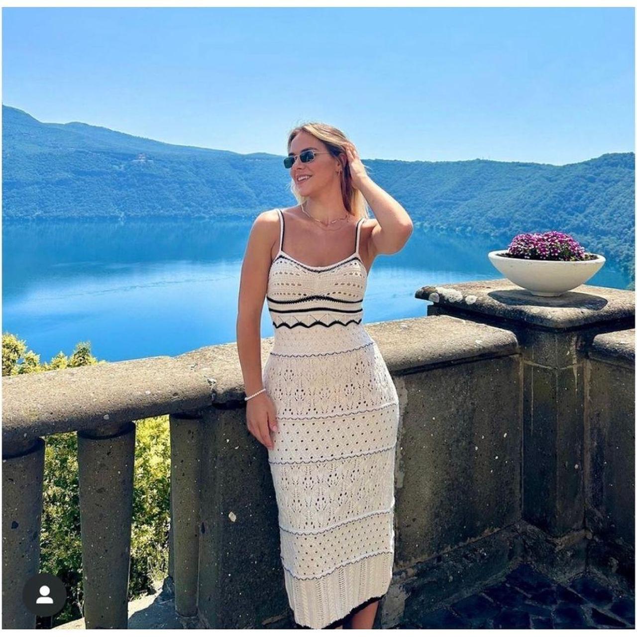 Commense Paros Crochet Eyelet See Through Midi Dress... - Depop