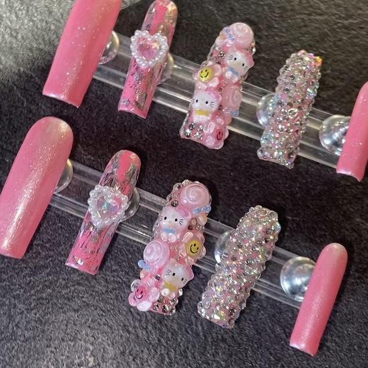 Diamond hello kitty nails Dm me for any questions... - Depop