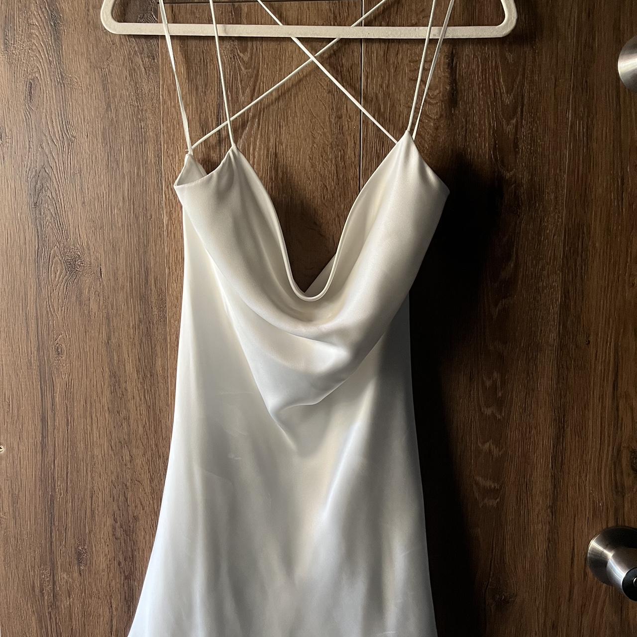 Satin white dress from Zara never worn. Did try on.... - Depop