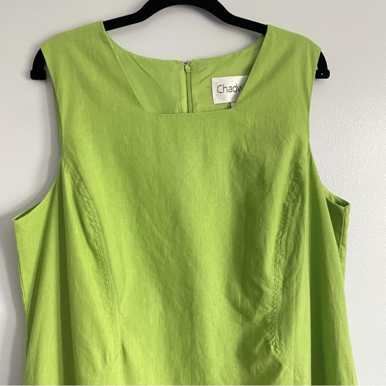 Sleeveless dress by Chadwick’s. Neon acid green.... - Depop