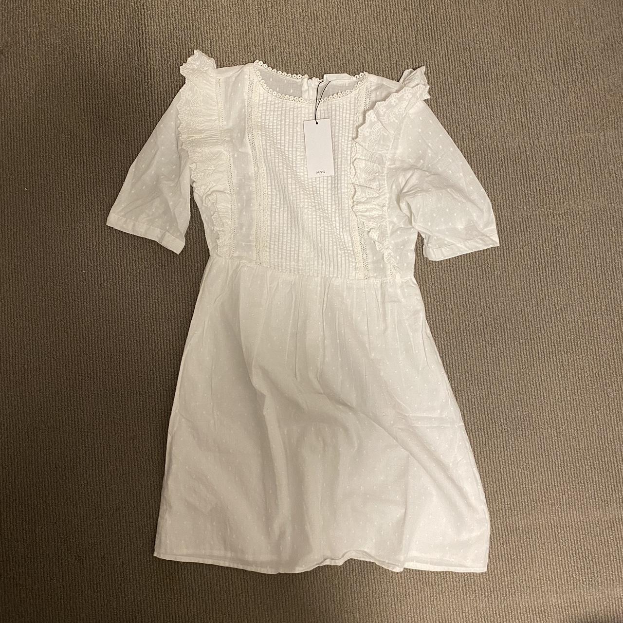 MNG white frilled lace dress Very cute just not my... - Depop
