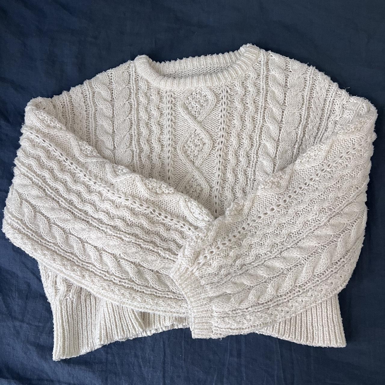 rory gilmore cable knit sweater white/cream... - Depop