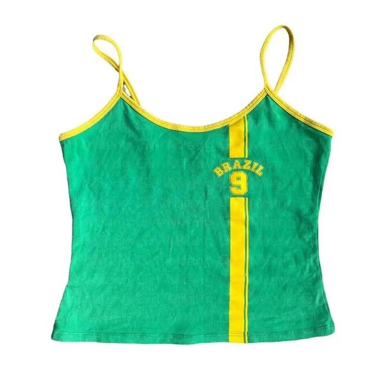 Women's Green and Yellow Croptop Depop