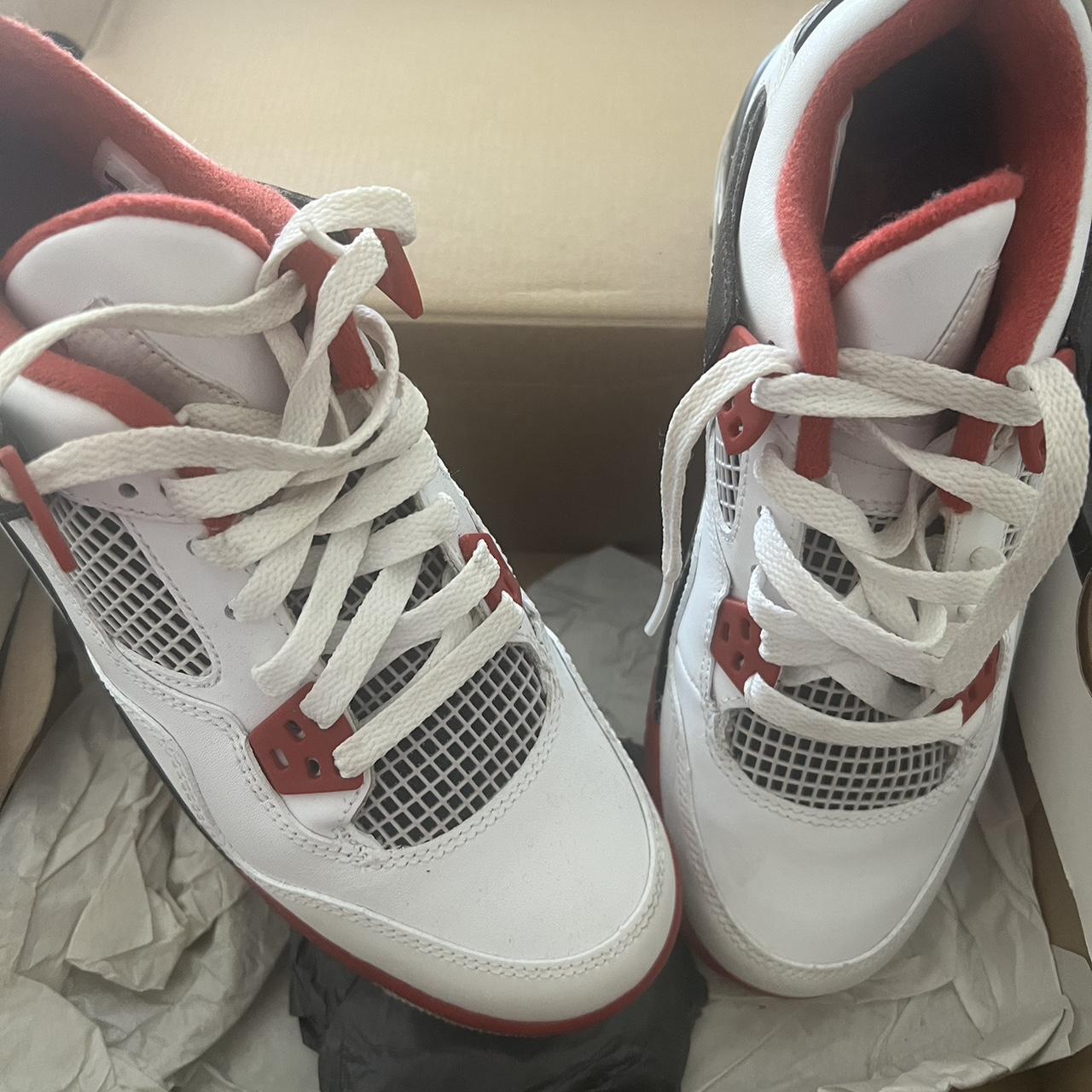 Jordan 4s red and white size 5 Used Review all... - Depop