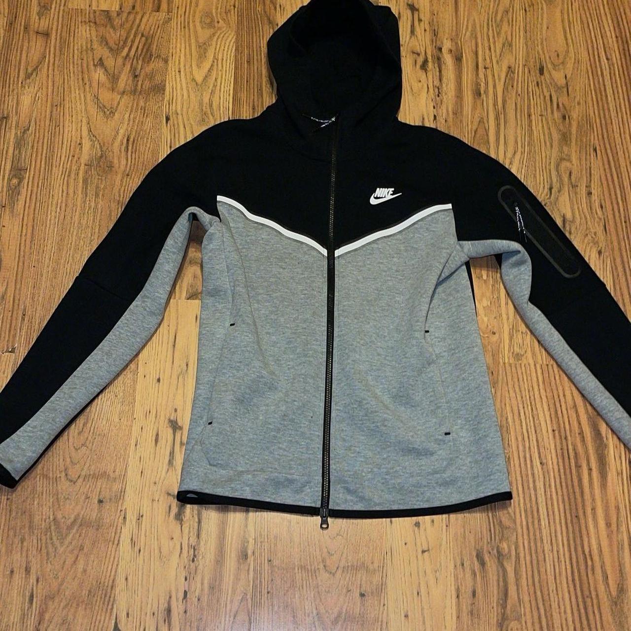 nike tech fleece hoodie black and grey. size small,... Depop
