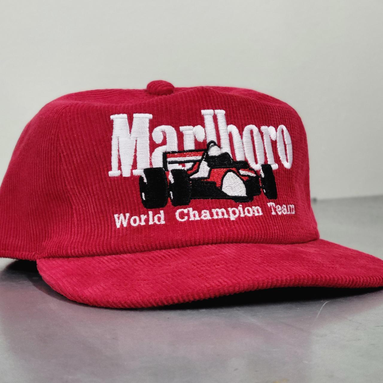 Vintage Marlboro Racing Team Corduroy Cap - Red ... - Depop