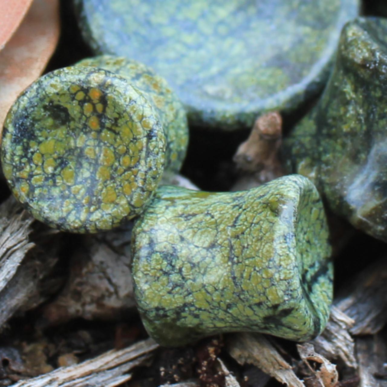 Natural Green Serpentine Concave Stone Saddle... - Depop