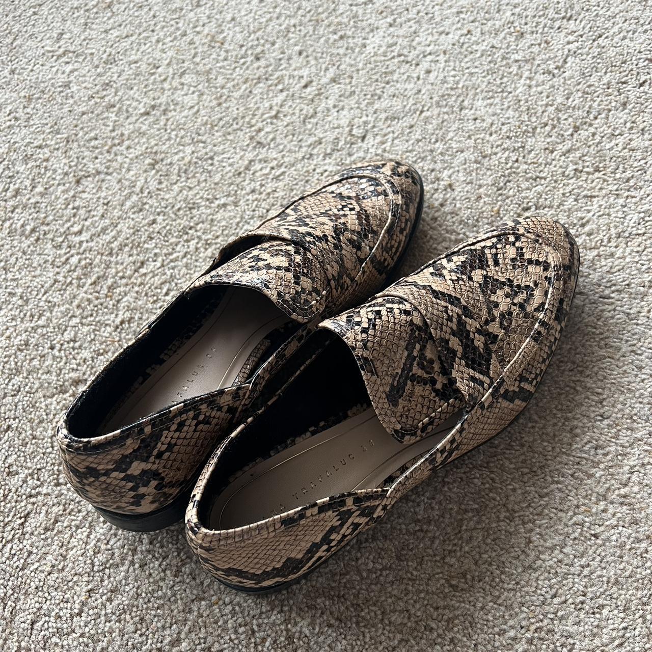 Zara snake print loafers Size 5 Worn once for an... - Depop