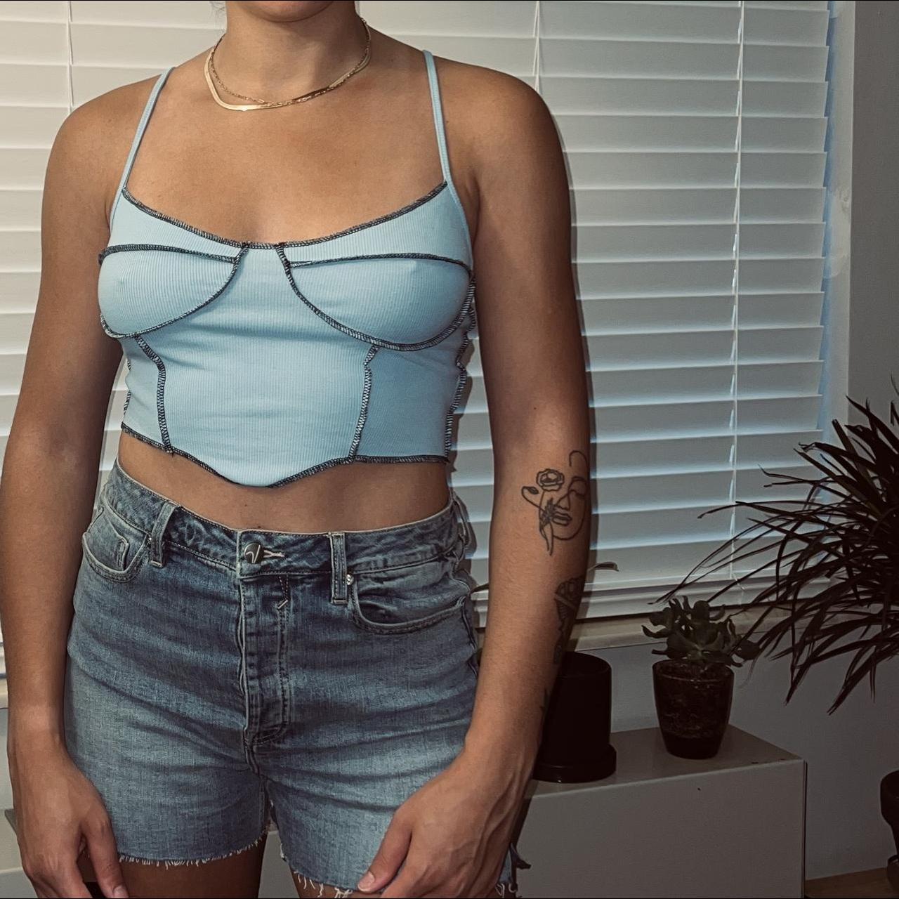 Womens Blue Crop Top Depop 5021