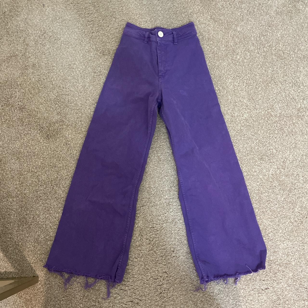 purple zara marine jeans!! -size: 2 -condition:... - Depop