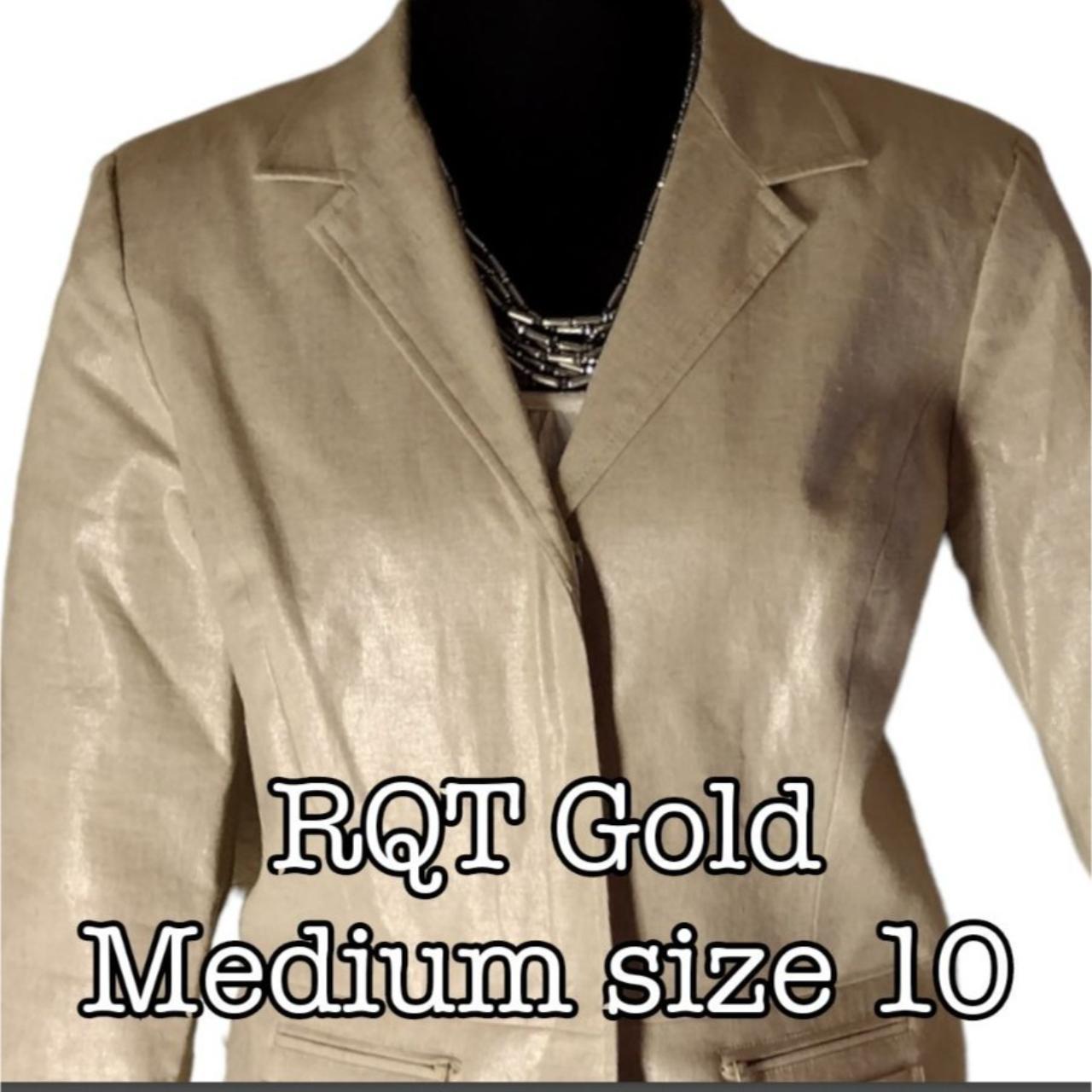 RQT Women's Jacket Large Gold Long Sleeve Button... Depop