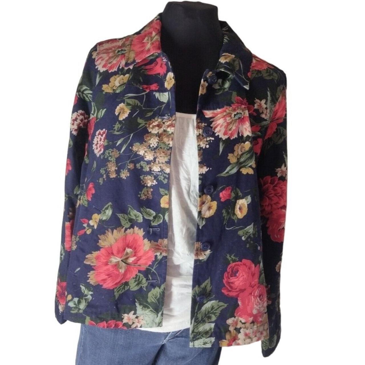 Appleseed Women's Denim Jacket floral Long sleeve... Depop