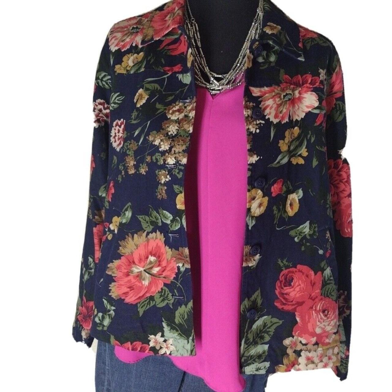 Appleseed Women's Denim Jacket floral Long sleeve... Depop