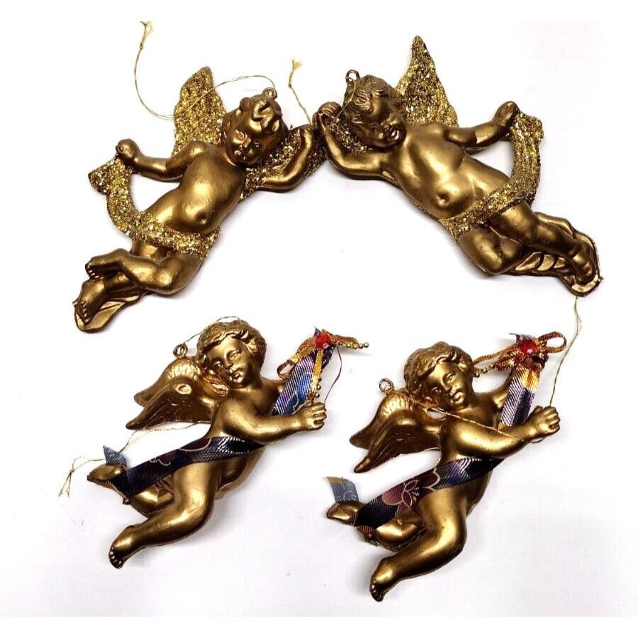Vintage Gold Cherub Angel Christmas Ornaments -... - Depop
